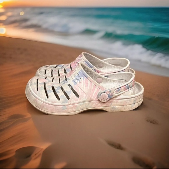 Nautica Pastel Tie Dye White River Edge Clogs Size 7 - Picture 2 of 7